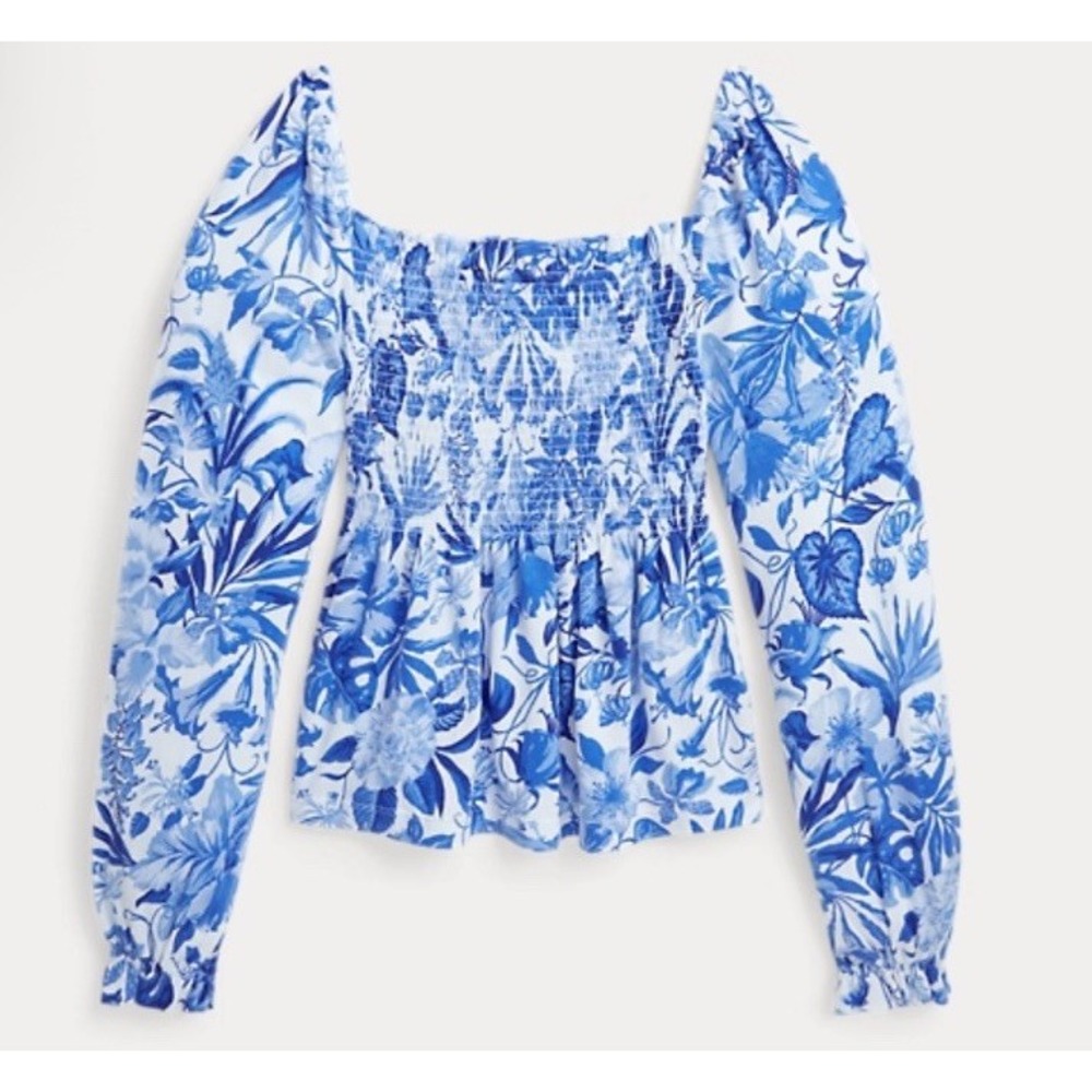 Polo Ralph Lauren Girls‎ Blue Floral Smocked Top Size 2